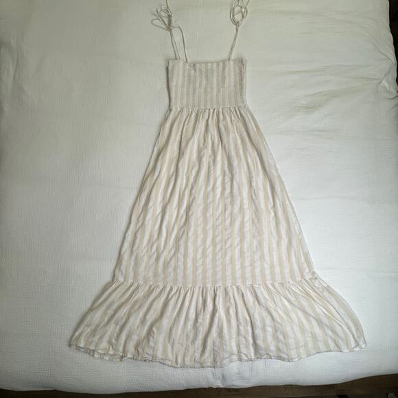 Boohoo Smocked Striped Sundress Maxi Cotton Women’s 6 Tiered Coastal Cottagecore - Picture 13 of 16